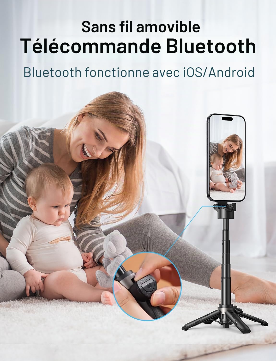 MAGIC JOHN Phone Tripod with 2 Selfie Light, Portable Pocket Size Selfie Stick, Selfie Stick with Detachable Remote Control for Photograph, Live Streaming, Video Recording