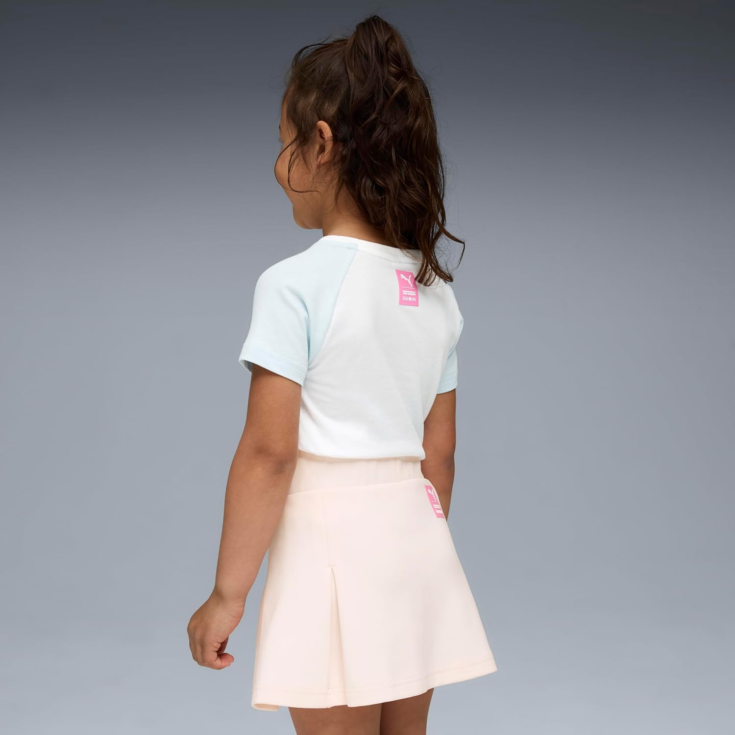 PUMA Kids Girls X Hello Kitty Graphic Crew Neck Short Sleeve Casual Tops Casual