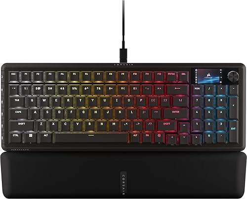 Corsair Teclado mecánico para juegos Vanguard 96 con cable, 96% de diseño, interruptores táctiles MLX Fusion, sondeo de 8000Hz, pantalla LCD,