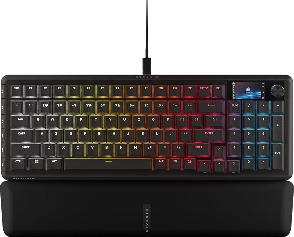 CORSAIR Vanguard 96 Wired Mechanical RGB Gaming Keyboard – QWERTY US, 96% Layout, MLX Quantum Linear Switches, 8000Hz Hyper-Polling, Virtual Stream Deck, SOCD Flashtap – Black - 1