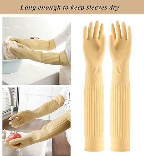 Miniatura 4 de Coson home Guantes de goma para lavar platos, longitud del codo para lavar utensilios de cocina domésticos de platos 17.8 pulgadas