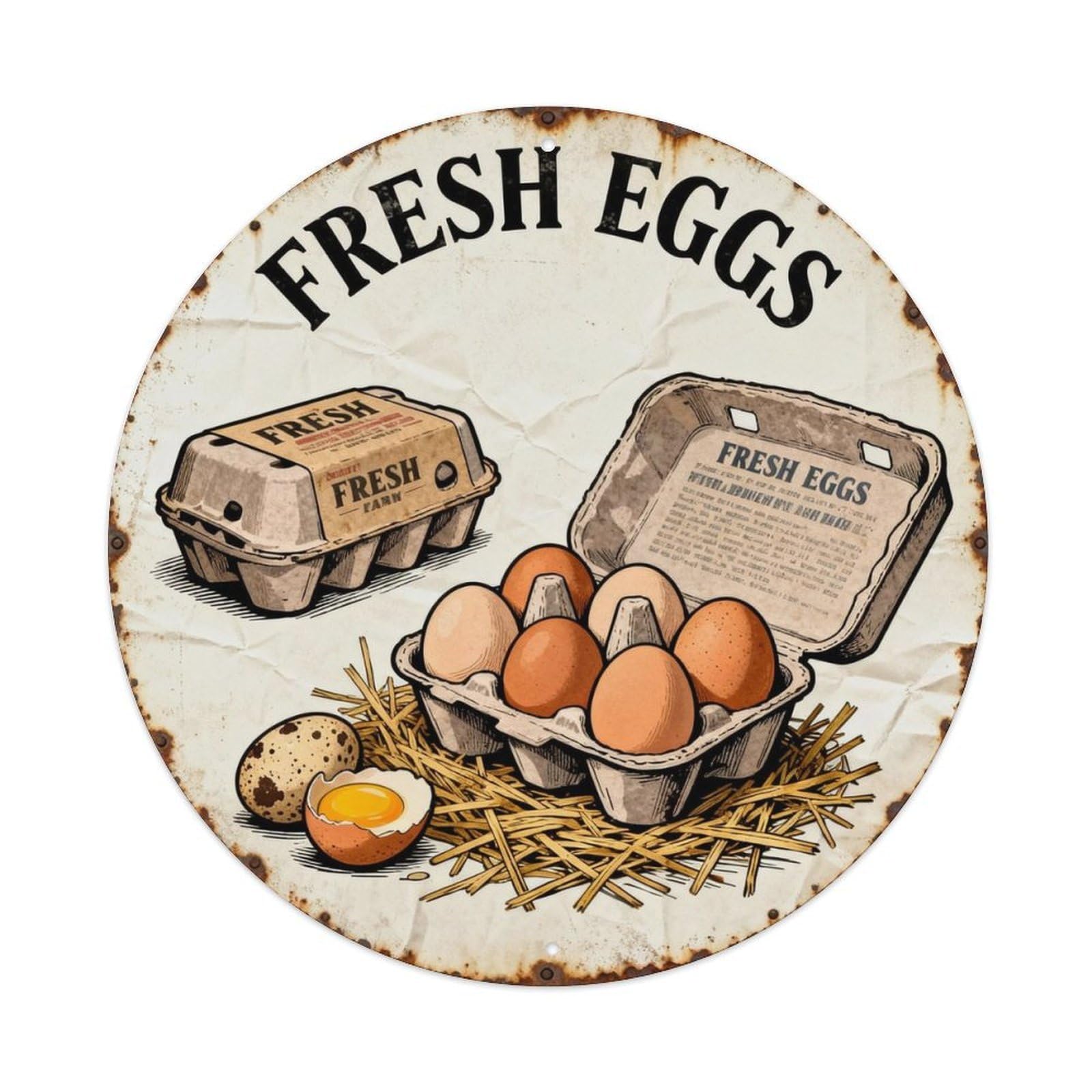 FRESH EGGS Metal Tin Sign Plaque