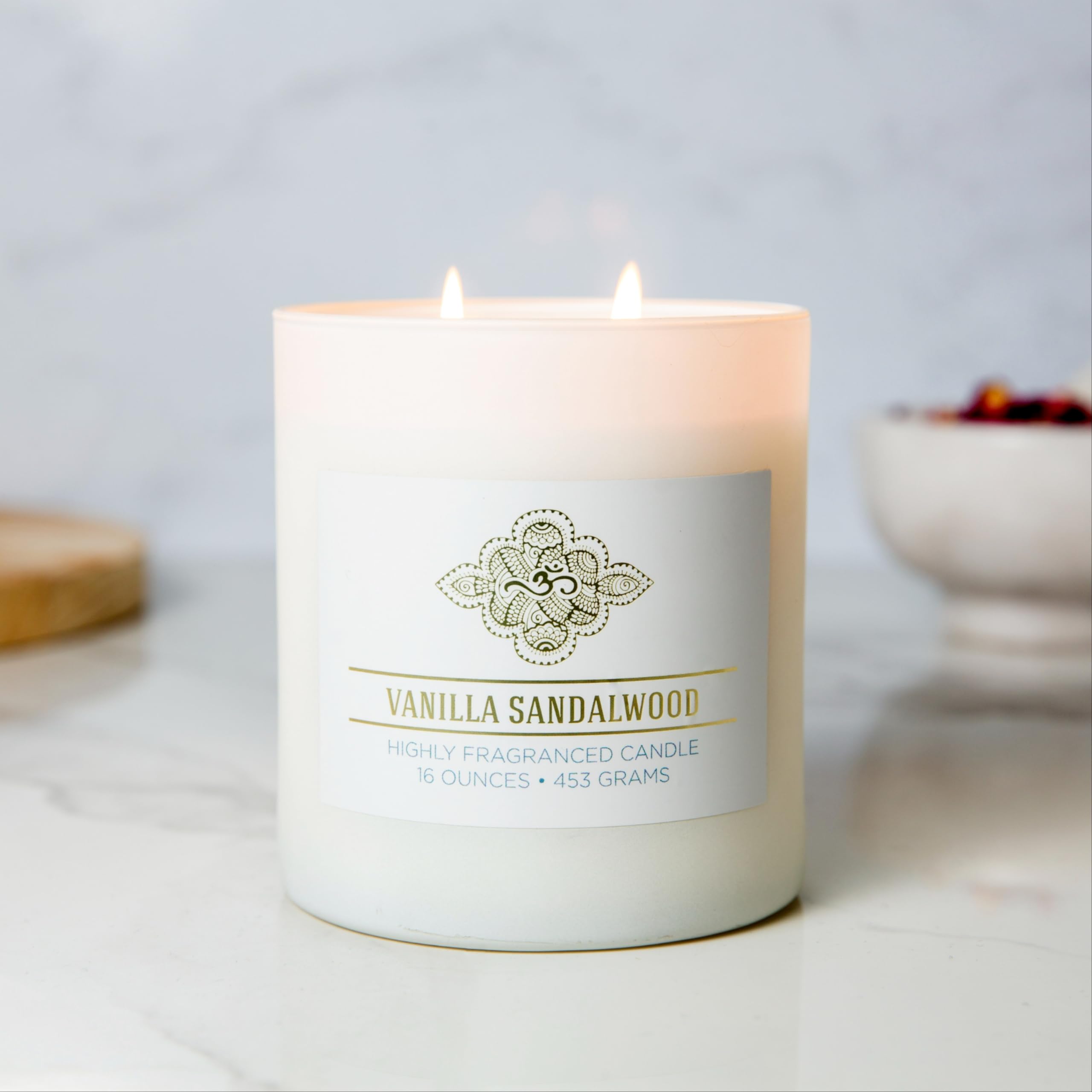 Wellness - Vela aromática en tarro – Vainilla sándalo 16 oz.