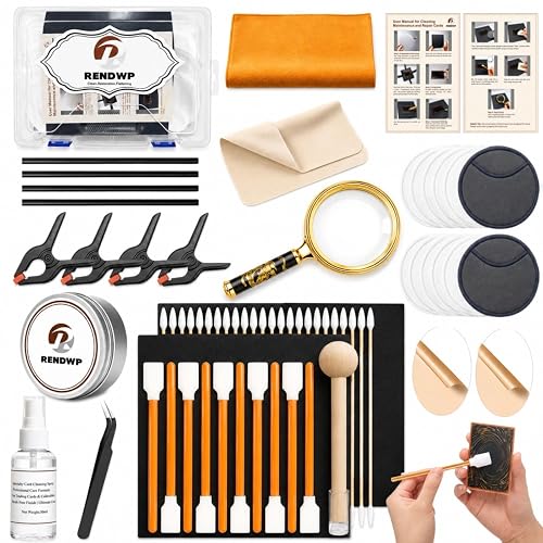 RENDWP 17-in-1 Trading Card Cleaning Care Kit with Clean Spray,Polish,Tweezers,Flattening