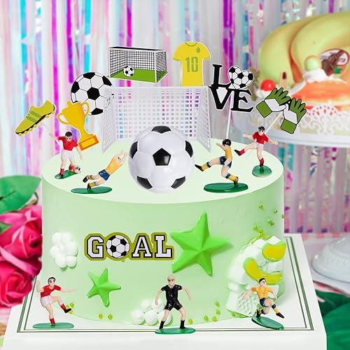 Miniatura 5 de 18 piezas de decoración de pastel de fútbol, decoración de balones de fútbol, figura de jugador de fútbol para fiesta de cumpleaños, fiesta