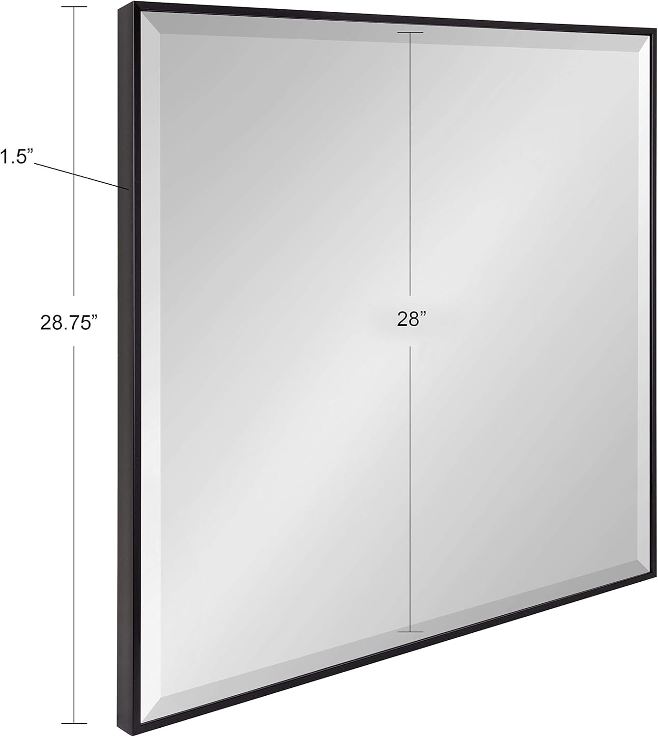 Kate and Laurel Rhodes Modern Square Wall Mirror, 28.75 x 28.75 inches, Black, Chic Contemporary Accent Mirror for Wall