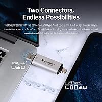 Vista 8 de Transcend ESD310 SSD externo de 1 TB, hasta 1,050 MB/s, unidad USB dual para iPhone17,16,15, iPad y Mac/Pixel10/Tesla/Steam Deck/ROG Ally/MSI