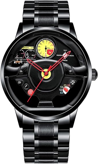 Orologi da uomo Mihawk Orologio da polso al quarzo in acciaio inossidabile  impermeabile Orologi sportivi da uomo con design del mozzo del cerchione per  auto (F-488) : Amazon.it: Orologi
