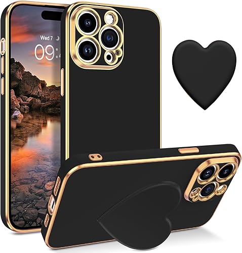 Telaso Funda para iPhone 14 Pro Max, funda para iPhone 14 Pro Max con soporte de corazón de amor extra ajustable, revestimiento de TPU suave,