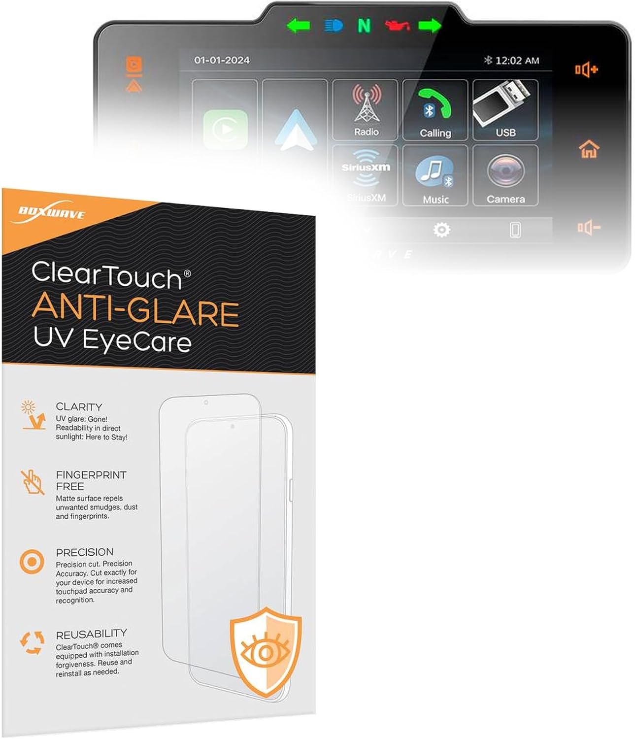 BoxWave Screen Protector Compatible with Soundstream Reserve WHD.SG (7 in) - ClearTouch Anti-Glare Anti-UV EyeCare (2-Pack), Filters Out Harmful Blue Light Reduce Fatigue