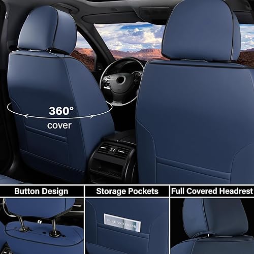 Vista 200 de Coverado Juego completo de fundas para asiento delantero y trasero para automóvil, cuero, impermeables, acojinadas, protectoras, ajuste universal