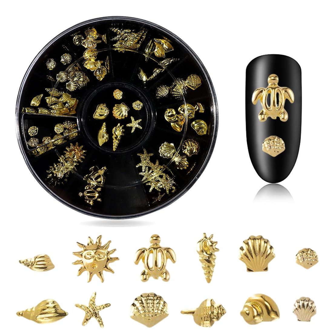CPJJ Bijoux Ongles - Lot de Nail Art, Décoration Ongles, Strass Ongle (Or)