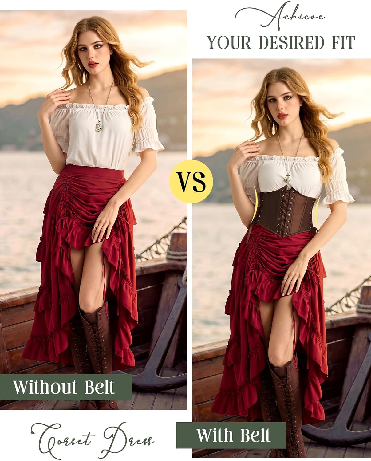 Scarlet Darkness Women Corset Belt Renaissance Underbust Pirate Waist Belt image 5