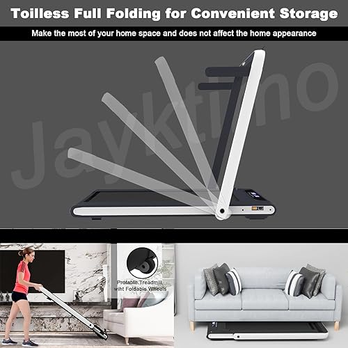 Miniatura 5 de Caminadora plegable para debajo del escritorio con control remoto para caminar y trotar, caminadora pequeña que ahorra espacio con pantalla LCD para