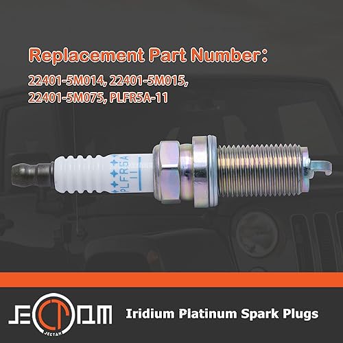 Miniatura 6 de Jectam Iridium Platinum Bujía 6 piezas 22401-5M015 PLFR5A11 compatible con Altima, Armada, Frontier, Maxima, Murano, Pathfinder, Quest, Sentra,