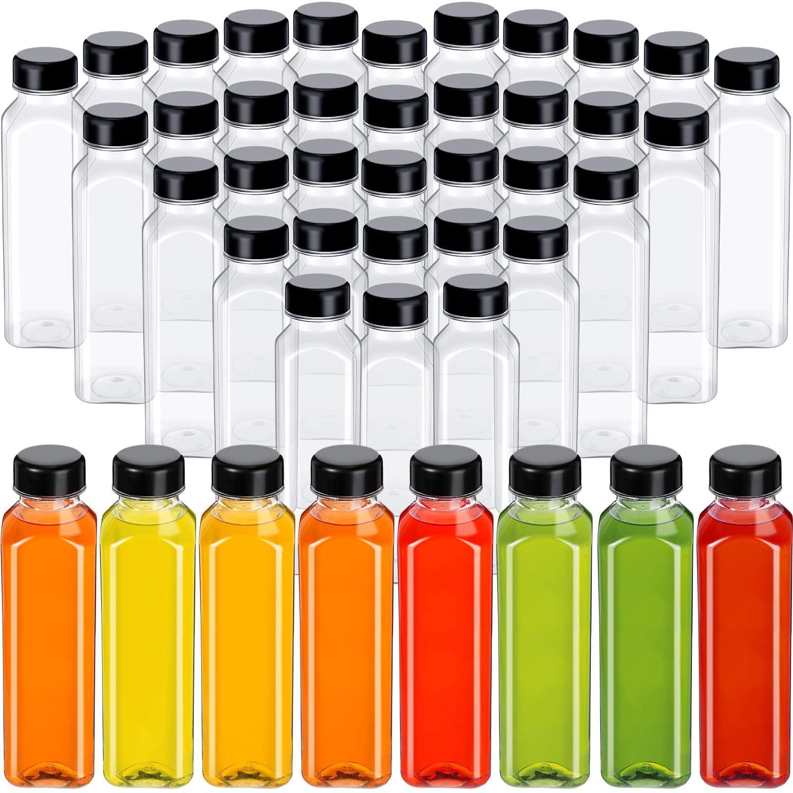 48 Pcs Plastic Juice Bottles Bulk with Caps, Small Reusable Juice ...