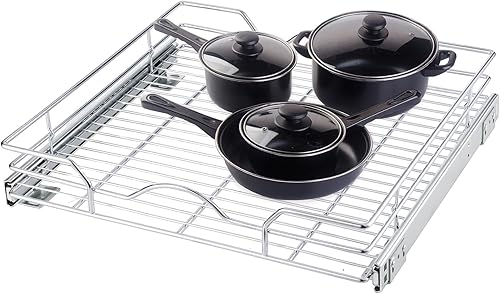 Miniatura 3 de OCG Organizador de gabinete extraíble (20.75 pulgadas de ancho x 17 pulgadas de profundidad), estantes extraíbles de 1 nivel, estantes deslizantes