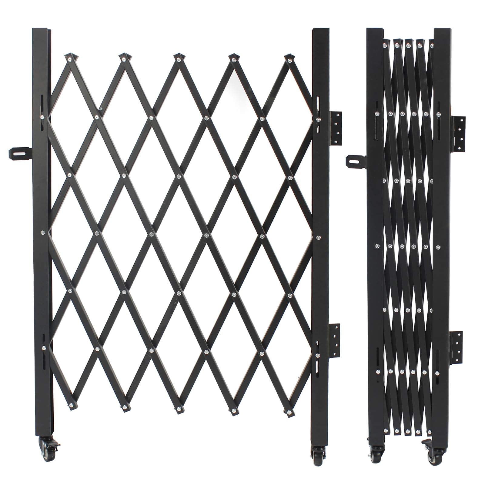 SGOLAN Single Folding Security Gates 45"W x 50"H Accordion Gate, Folding Door Expand Gate, Metal Expandable Fence 360°Rolling Expanding Outdoor
