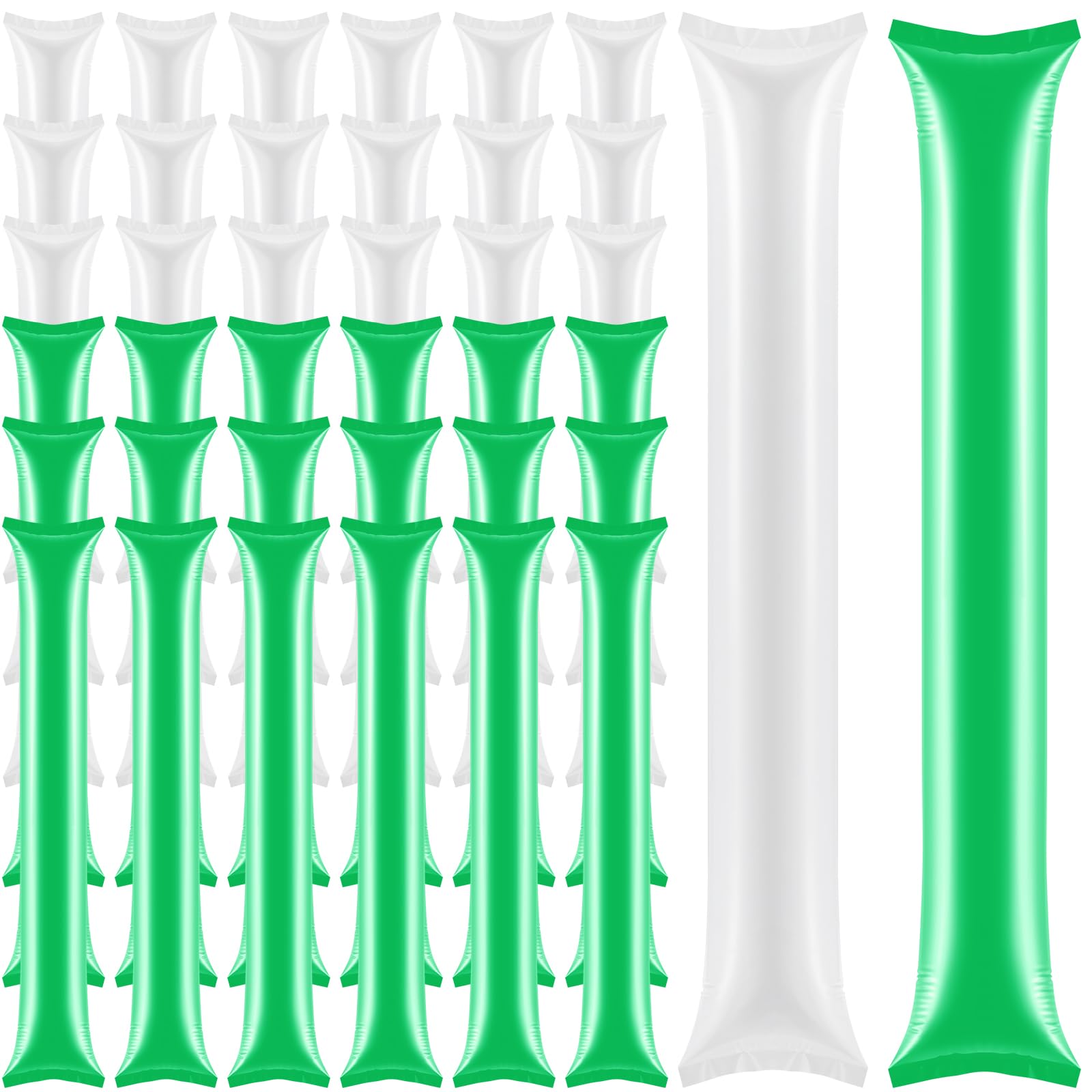 Junkin 240 Pieces Thunder Sticks Cheering Cheerleading Sticks Boom Sticks Noise Makers for Sporting Events Football Game Party Sport Events (Green, White)