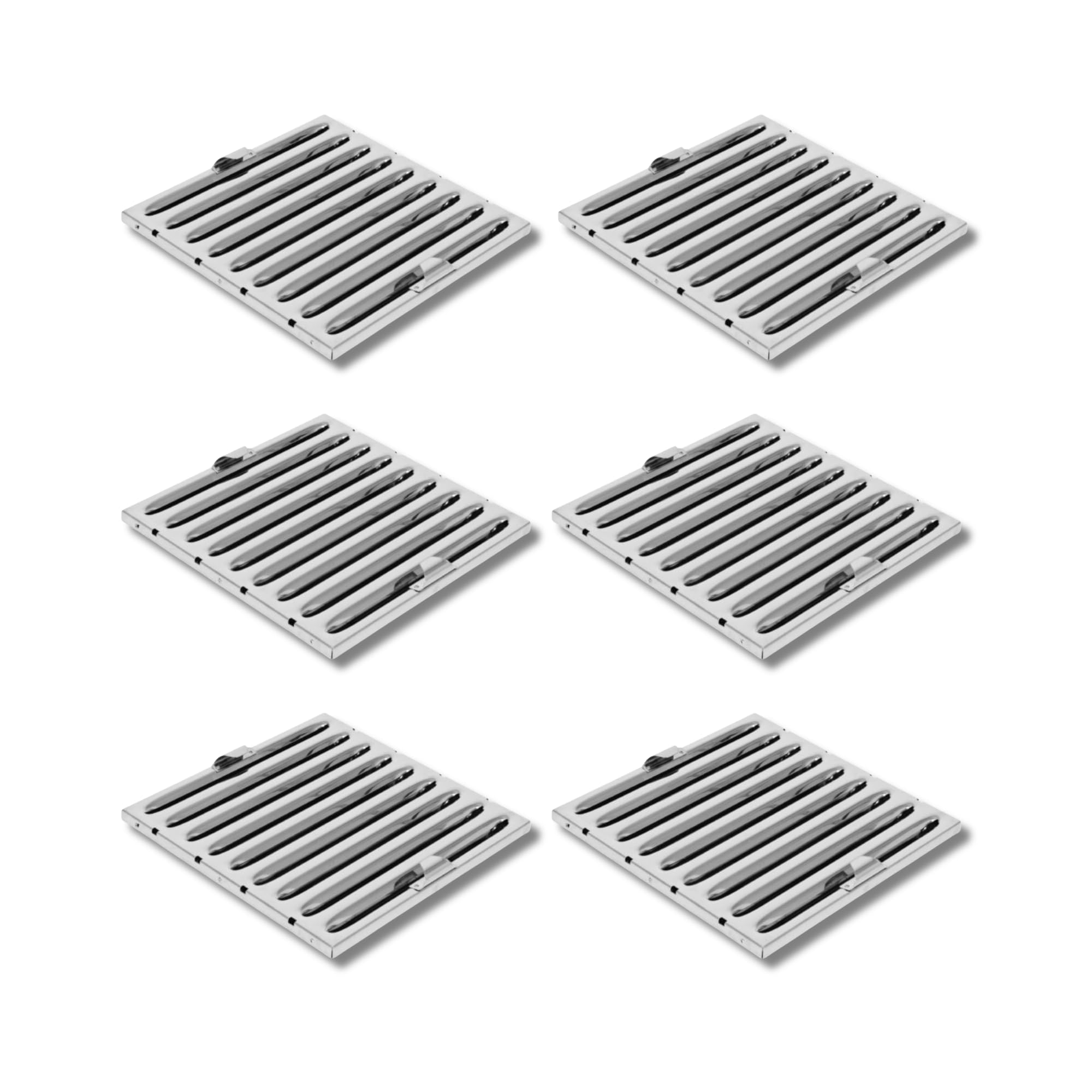 6 stück Professioneller Flammschutzfilter Typ A (nach DIN 18869-5) - 400x400mm - Edelstahl Gastro-Qualität für Abzugshauben - Spülmaschinenfest - Brandschutz Filter für Gewerbeküchen