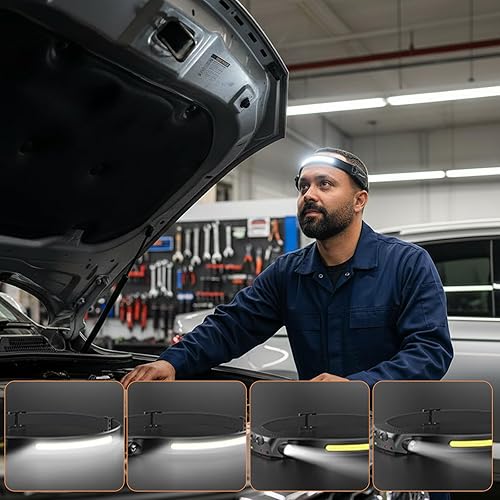 Miniatura 4 de Rechargeable Headlamp, Bright LED Headlamp with 1800mAh Large Capacity, White Light & Waterproof, Adjustable Headlight for Running, Camping, Night