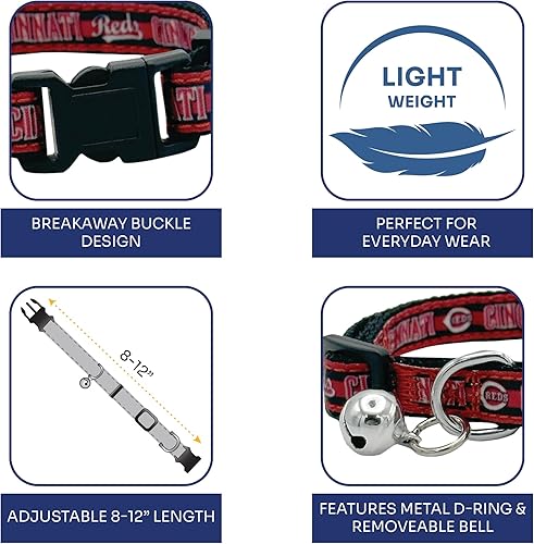 Miniatura 21 de MLB CAT Collar de satén de Los Angeles Angels, collar de equipo de béisbol para perros y gatos. Un collar de gato brillante y colorido con colgante