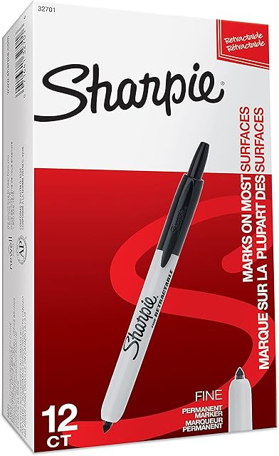 Sharpie Retractable Permanent Markers | Fine Point | Black | 12 Count