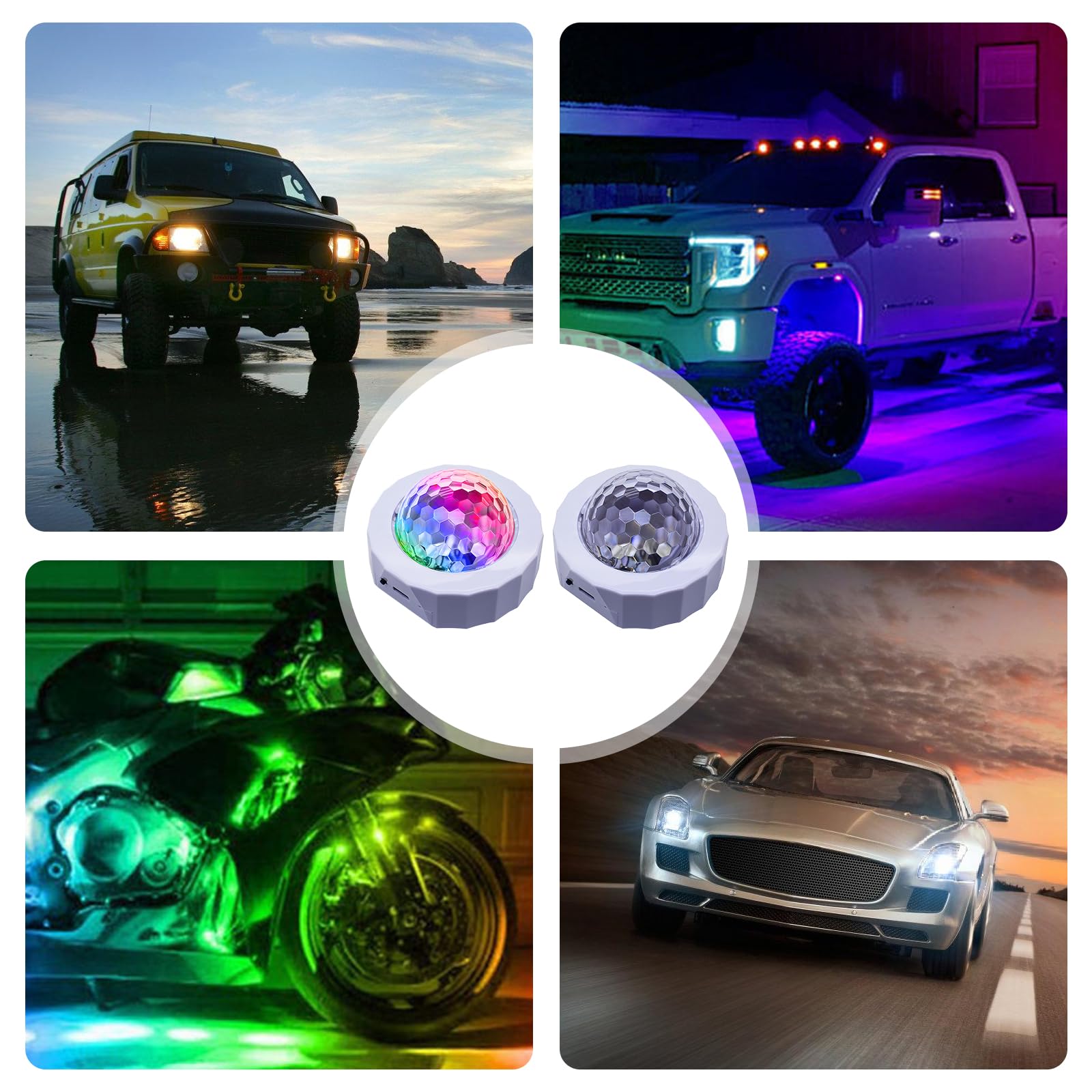 Mini Bola de Discoteca, 2 Unidades de 5 V, Luz Portátil para Coche, LED DJ, Fiesta, USB Controlada por Voz, Estado de Ánimo, Batería