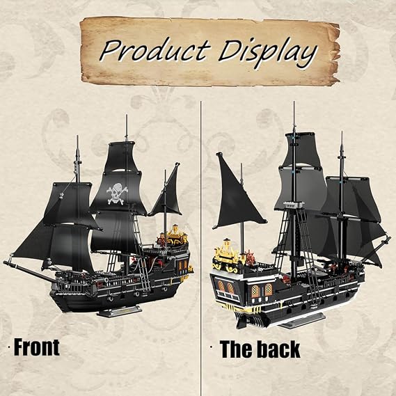 BDYDT Black Pearl Pirate Ship Mini Building Blocks Set(1424PCS) Building Set Model Toys Gifts for Kid and Adult,Interesting Gifts for MOC Pirate Ship Enthusiasts