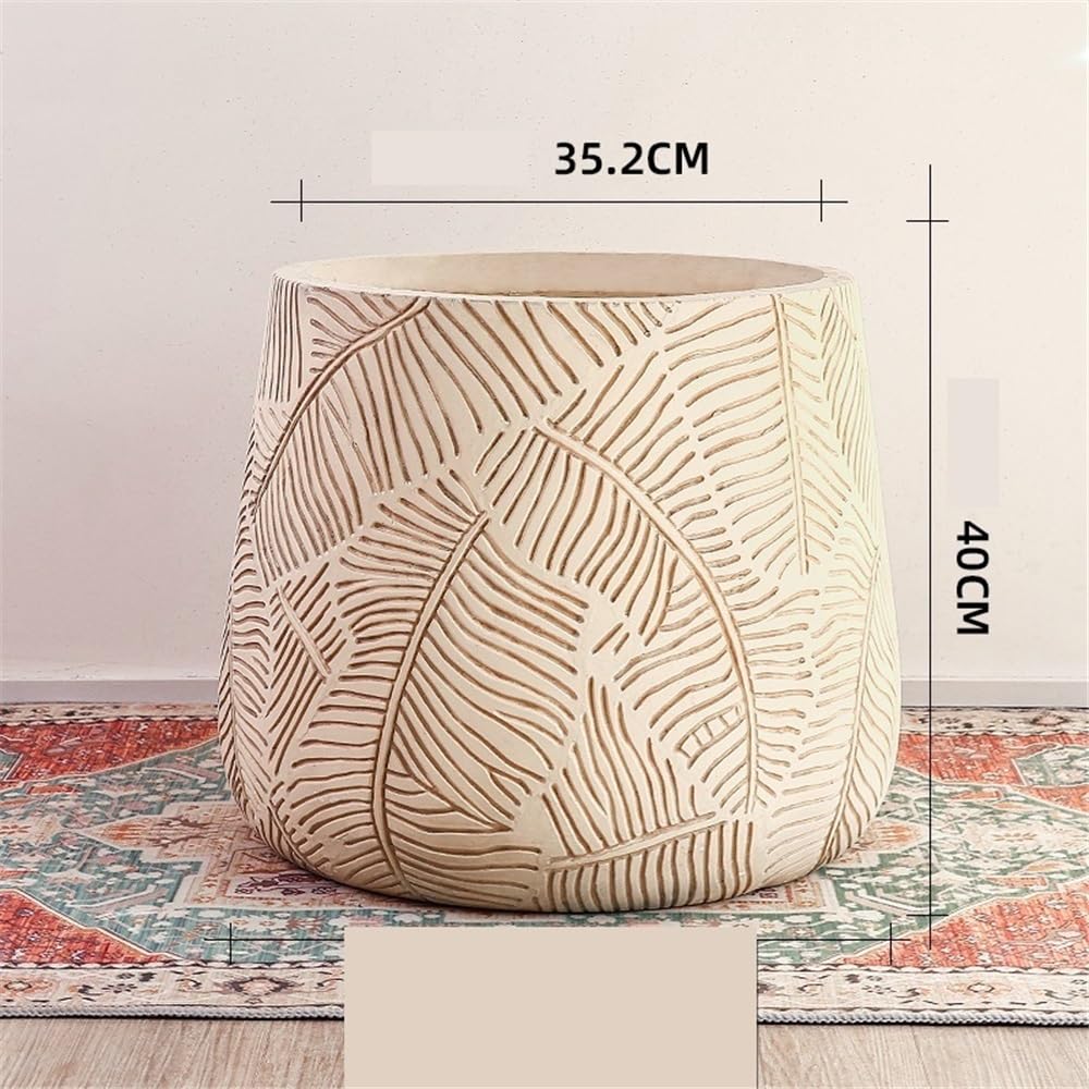 Doniczka z błota magnezowego, bardzo duża średnica, 35 cm, większa, okrągła doniczka na kwiaty, do użytku wewnątrz pomieszczeń, salonu, na balkon, podłogę, mała donica na rośliny