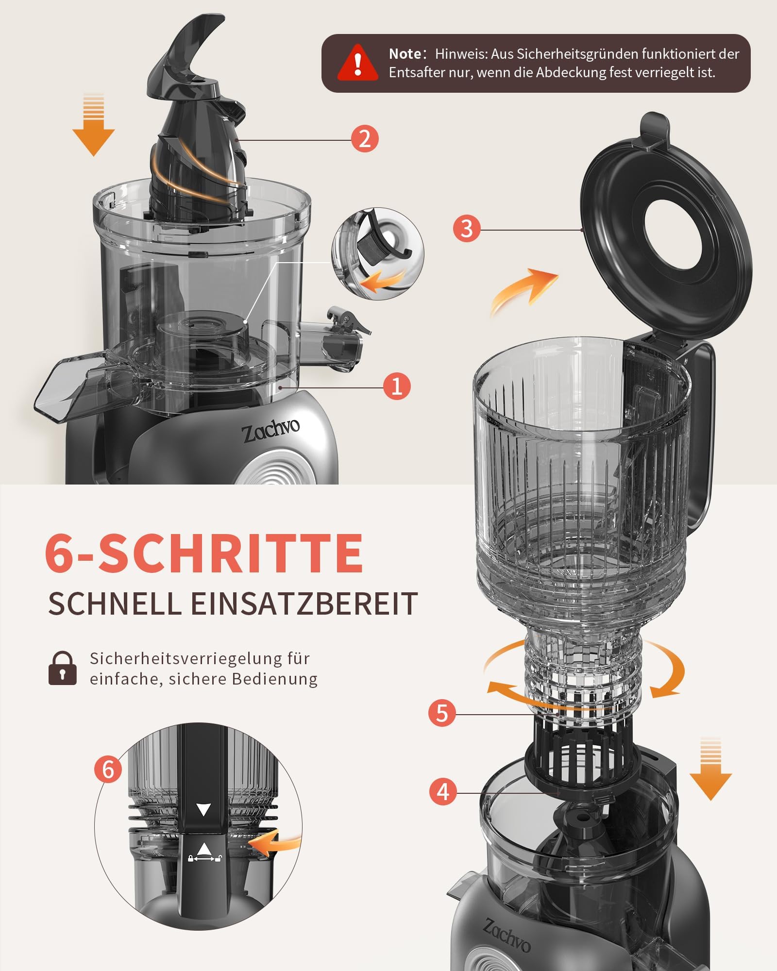 Exprimidor de verduras y frutas ganador de la prueba – Exprimidor lento con 130 mm extra ancho, tecnología de prensado en frío (300 W), alto rendimiento de zumo, silencioso y fácil de limpiar