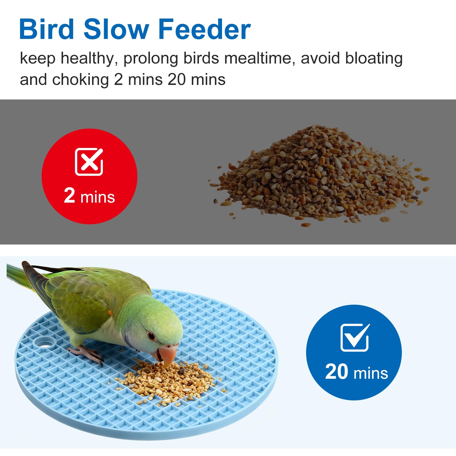 2 PCS Bird Foraging Toys, Soft Bird Slow Feeder Mats, Silicone Bird Foraging Mat, Interactive Foraging Birds Toys for Parakeet, Cockatiel, African Grey, Conure, Budgies - image 4