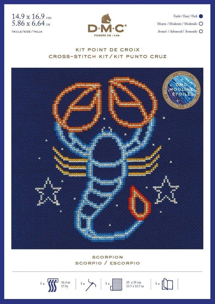 DMC Star Sign Cross Stitch Kit - Capricorn, Includes Aida Fabric 5.5pts/cm, Mouliné Étoile Thread, Needle and Chart