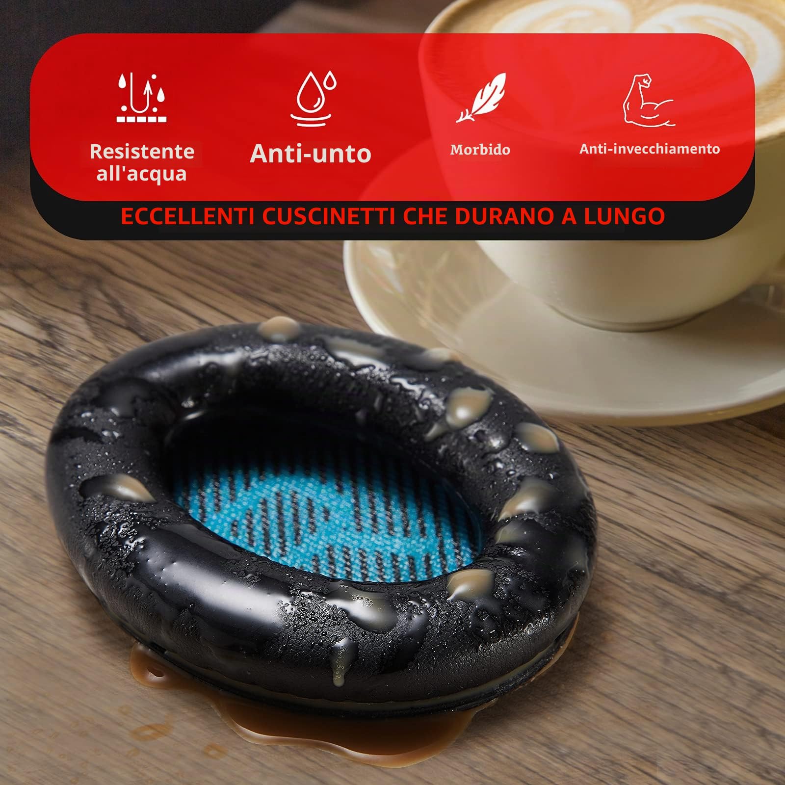 Krone Kalpasmos -Cuscinetti auricolari per cuffie Bose, compatibili con Bose QuietComfort 35 II / QC35 / QC25 / QC2 / QC15 / Ae2 / Ae2i / Ae2w / SoundTrue e SoundLink (Over-Ear) Blu/Nero