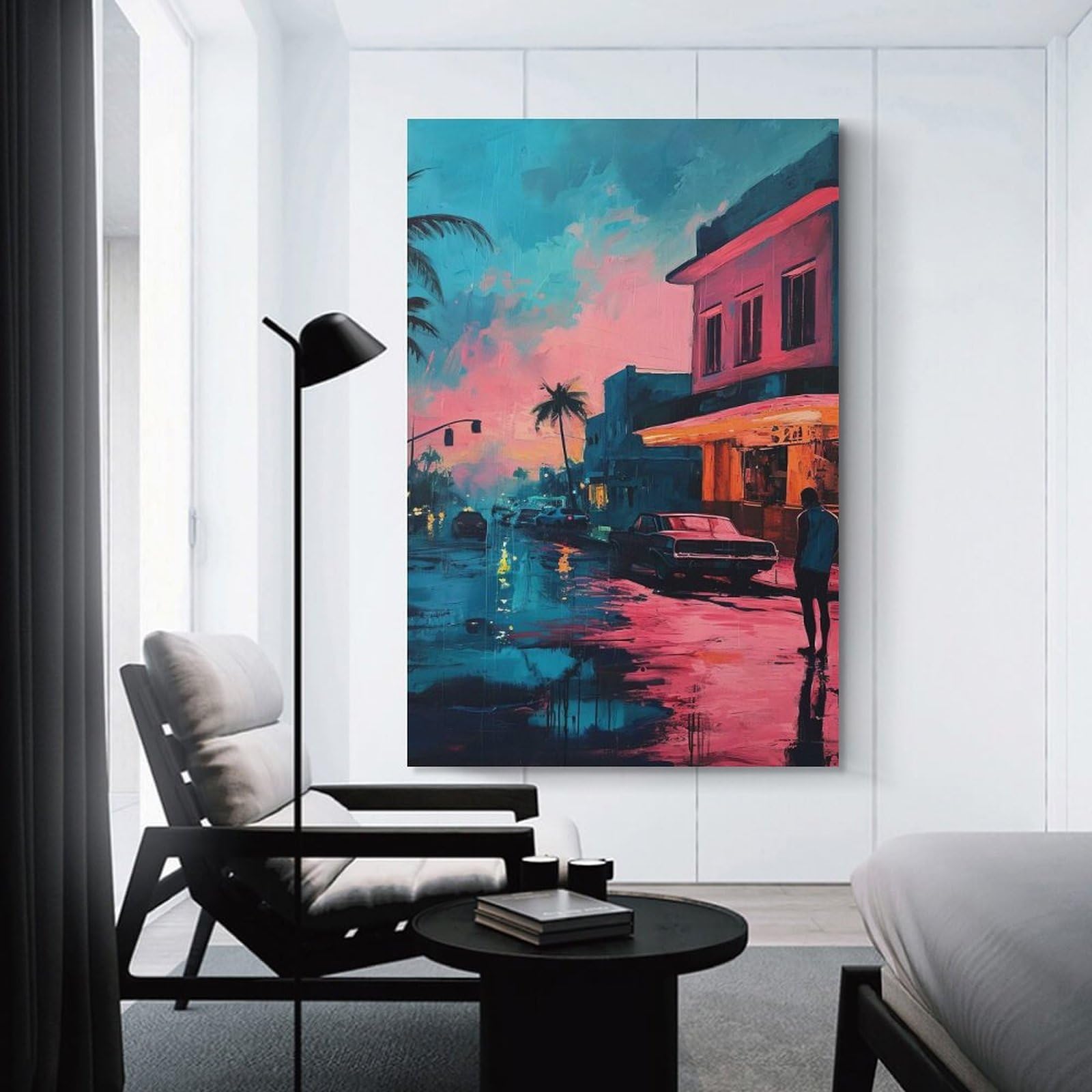Junmoney Sunset Cityscape Home Decor Wall Art, 12x18inch(30x45cm), for Apartments, Flats Or New Home Decor, An Easy Choice for New Home Styling