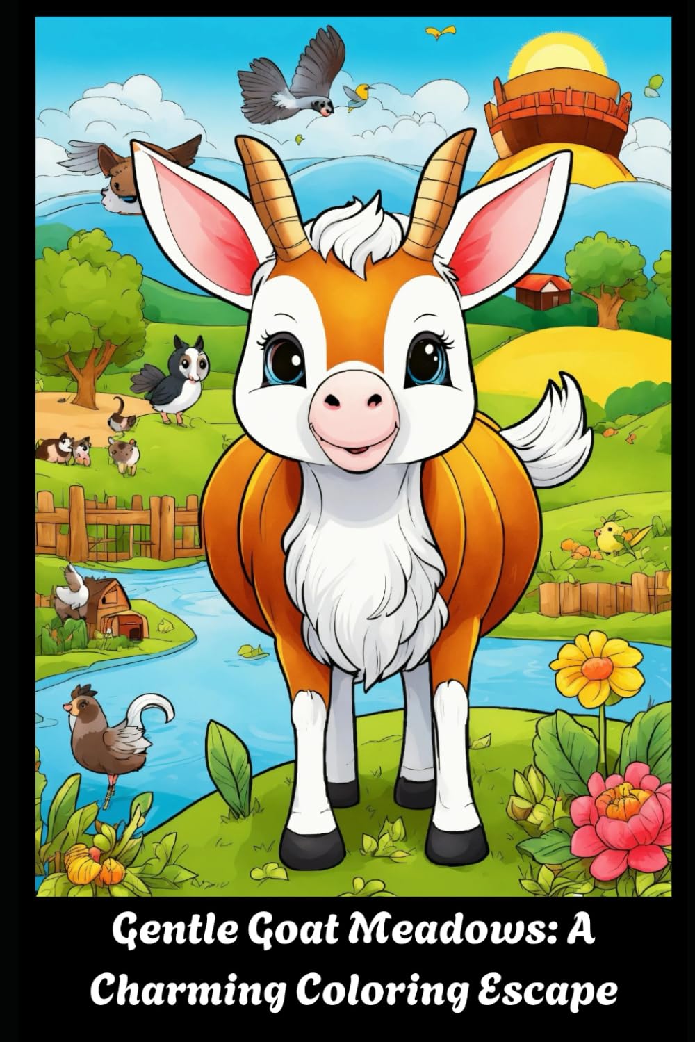 Gentle Goat Meadows: A Charming Coloring Escape: 50 Delightful Goat Illustrations for Relaxation, Creativity & Mindful Coloring