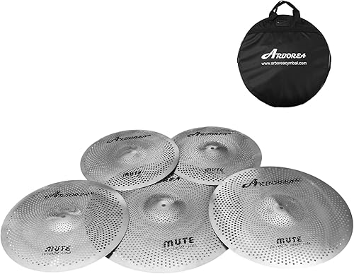 Miniatura 80 de Bajo Volumen Platillos Pack Silencio Set Negro 10 "splash+14" hi-hat+16" crash+18" crash+20" ride 6 piezas platillos de tambor con una bolsa libre