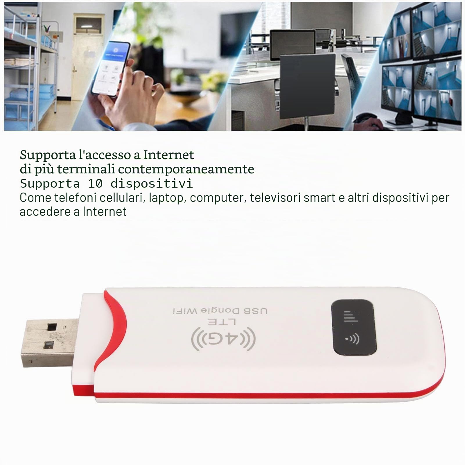 Ejoyous 4G Chiavetta USB WiFi Hotspot, Modem Mobile Router Portatile Dongle WiFi con Slot per SIM per Telefono Laptop TV Condivisione Internet ad alta velocità fino a 10