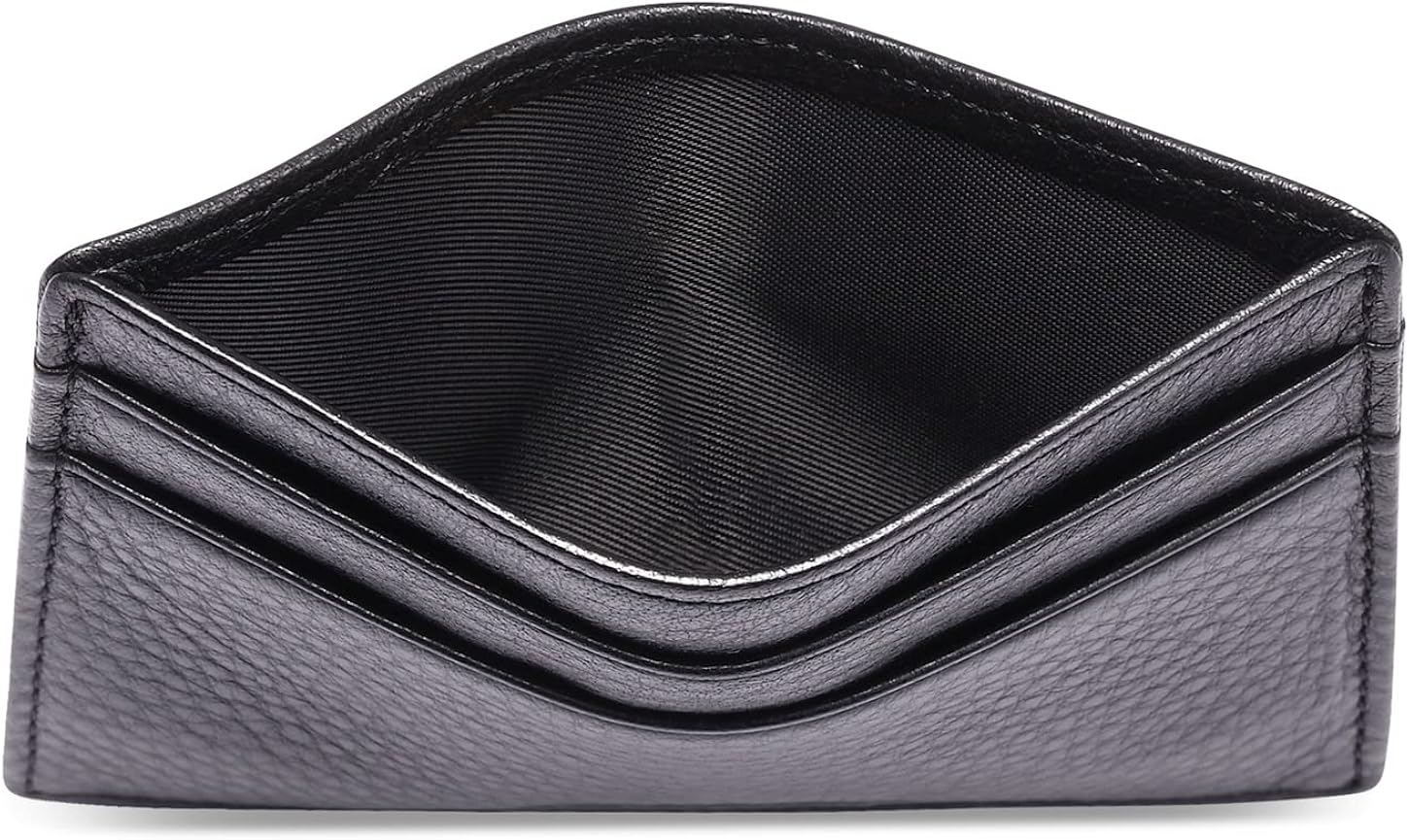 Miniatura 5 de Tarjetero de cuero para hombres y mujeres, piel de becerro italiana