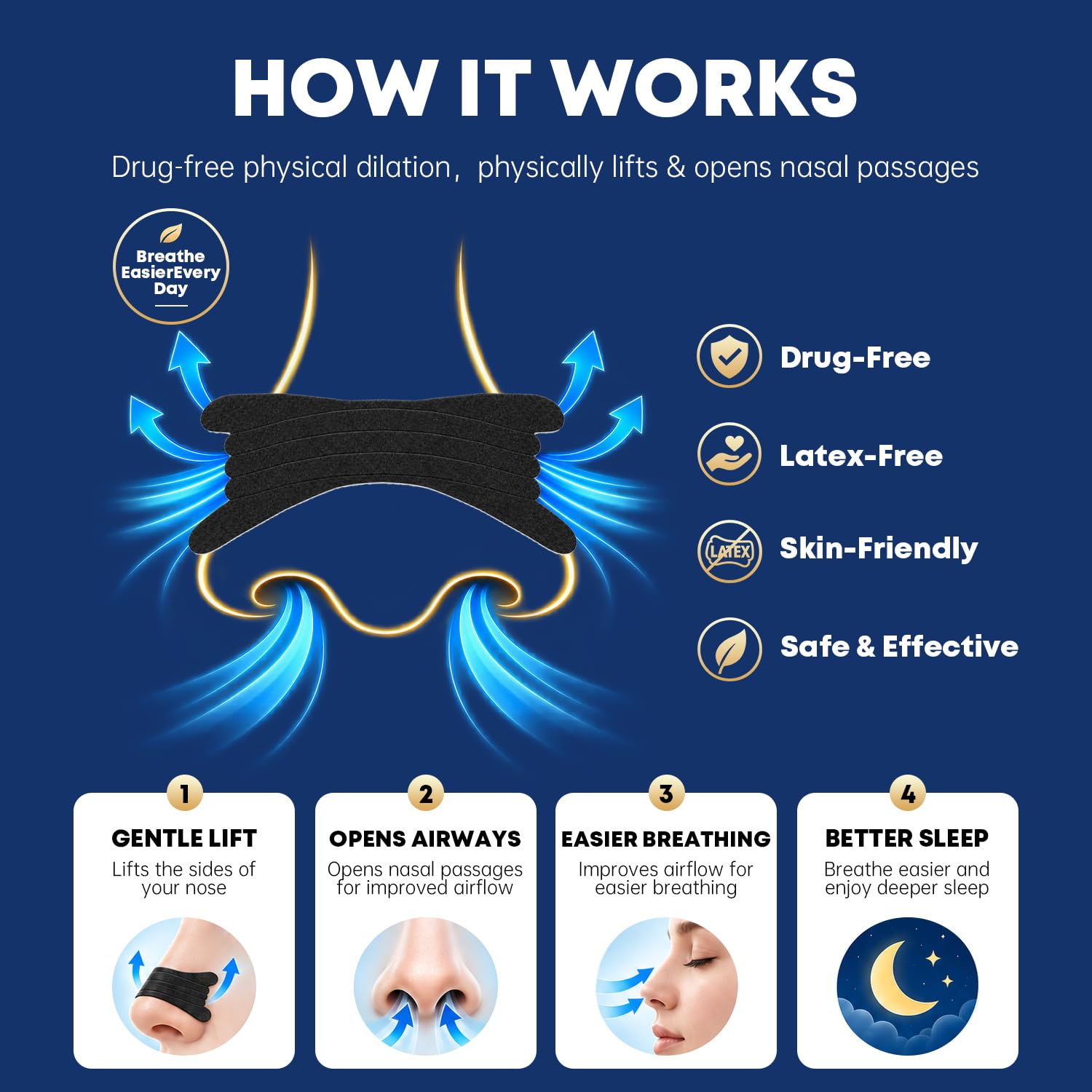 60 PCS Extra Strength Nasal Strips for Snoring & Congestion Relief - Black — Amazon image 2