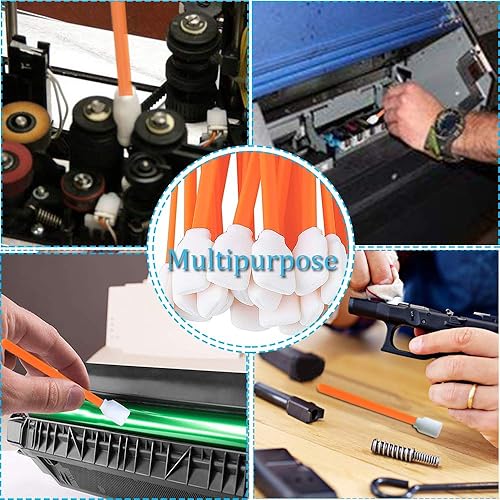 Miniatura 8 de 's 200 hisopos de limpieza de espuma, kit de hisopos de limpieza multiusos para salas blancas (naranja)