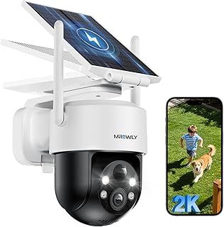 2K Überwachungskamera Aussen Solar, 360° PTZ WLAN Kamera Outdoor Kabellos mit abnehmbarem Solarpanel, 2.4GHZ, PIR Bewegungserkennung, Farbnachtsicht, 2-Wege-Audio, IP66, für Garten Hof Einfahrt