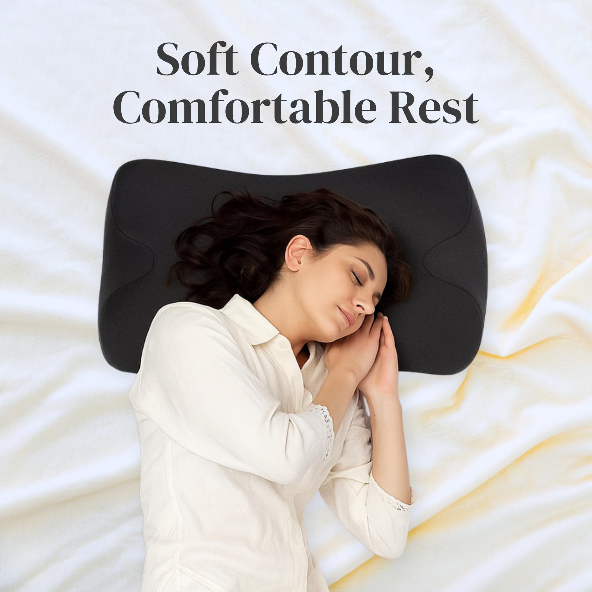 Straame Cuscino cervicale ortopedico in memory foam per alleviare il dolore, cuscino di supporto cervicale sagomato per chi dorme sul fianco, sulla schiena e sullo stomaco, design ergonomico a