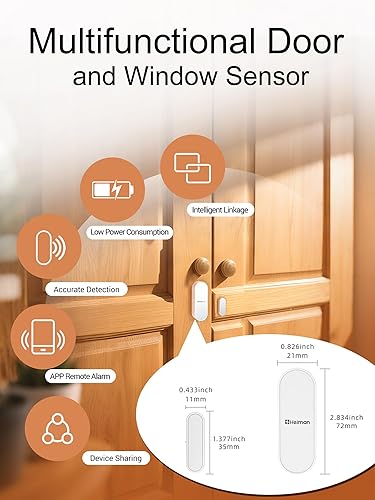Miniatura 9 de HEIMAN Sensor de puerta WiFi, alarma inteligente de sensor de puerta de ventana, sensor de contacto para seguridad del hogar, detector magnético