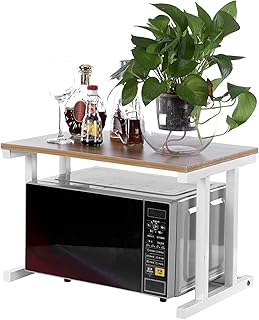 Mensola per Forno Microonde Ripiano per Forno a 2 Strati Ripiano per Organizer da Cucina Portaspezie Microonde Supporto Mensola Ripiano della Cucina del Forno Organizer Cucina in Acciaio Inox Bianco