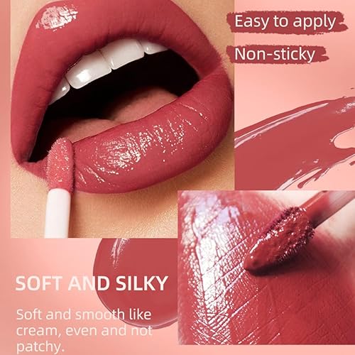 Miniatura 4 de Juego de lápices labiales mate de terciopelo líquido lápiz labial hidratante brillo labial cremoso delineador de labios rojo