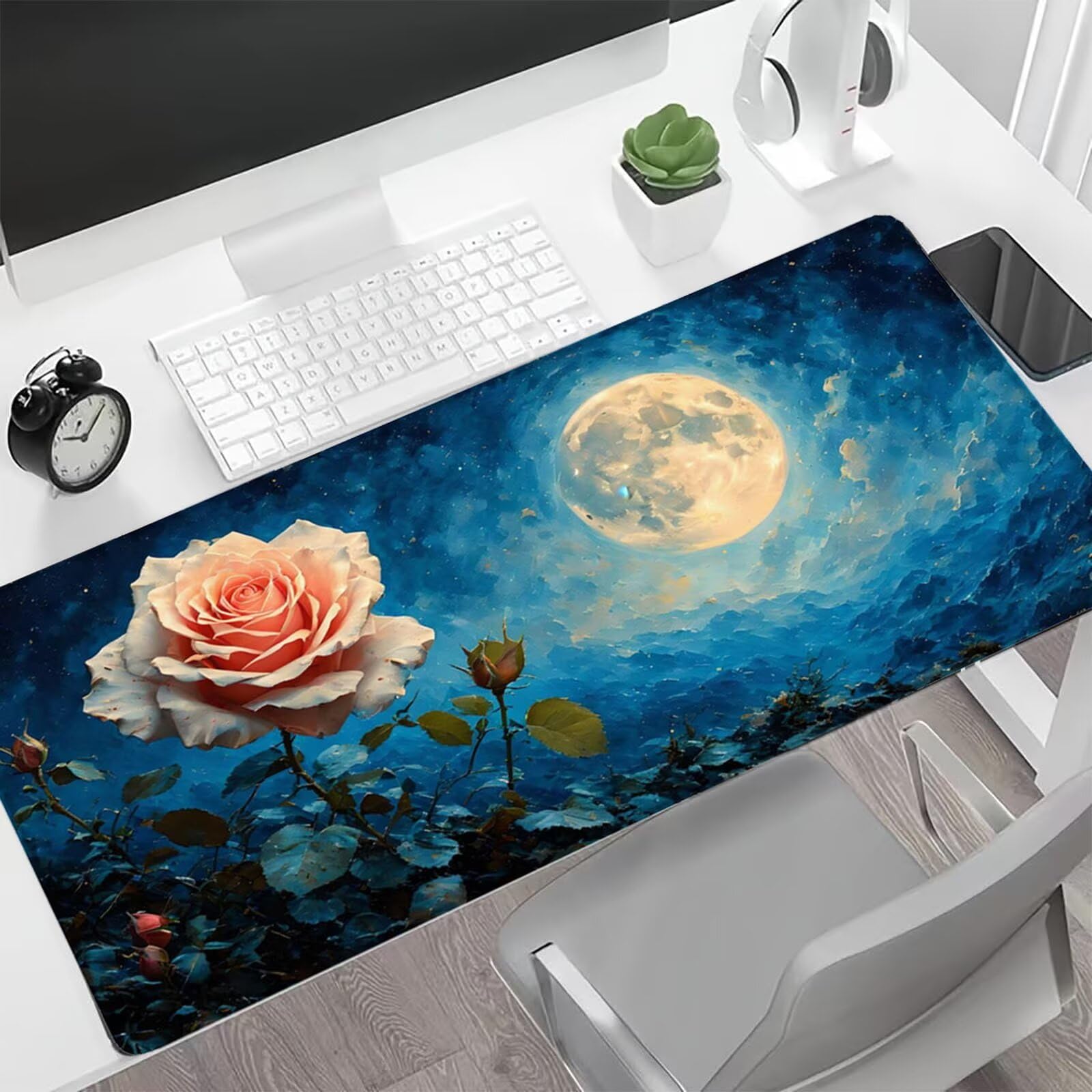 Różowa podkładka pod mysz XXL 1000 x 500 mm duża podkładka pod mysz, podkładka pod biurko z przeszytymi krawędziami, wodoodporna podkładka pod mysz antypoślizgowa gumowa podstawa, dekoracja biurowa