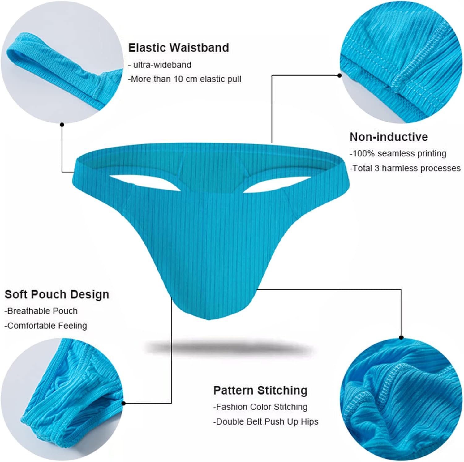 Evankin Mens Sexy Soft Underwear Male Bulge Pouch Thong Briefs Stretch Cotton G-Strings Athletic Supporter - Image 6