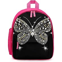 12.6in Diamond Butterfly Rhinestone Mini Lightweight Backpack for Women Men, Minimalist Compact Daypack for Travel, Commuting And Daily Use, Small Rucksack