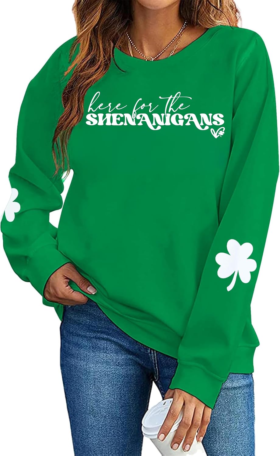 St Patricks Day Sweatshirt Women: St Patricks Day Shirt Cute Here for The Shenanigans Sweatshirts Casual Irish Shirts